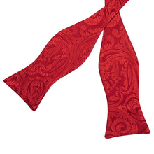 Red Floral Silk Self-Bowtie Pocket Square Cufflinks Set