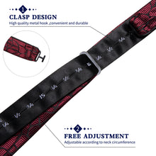 Claret Black Stripe Silk Bowtie Pocket Square Cufflinks Set