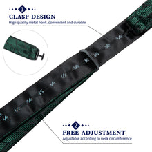 Green Black Stripe Silk Bowtie Pocket Square Cufflinks Set