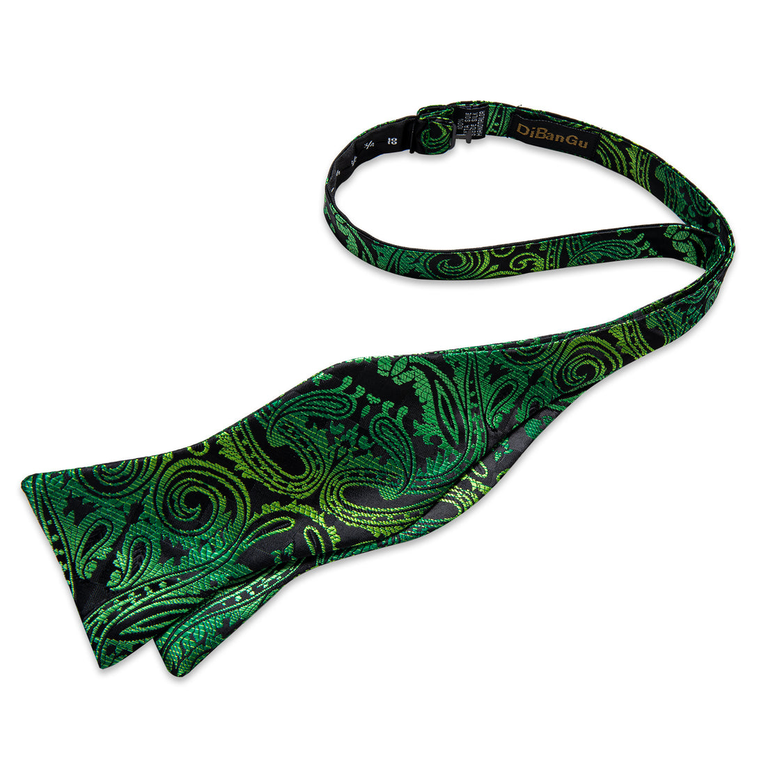 Green Golden Floral Silk Bowtie Pocket Square Cufflinks Set