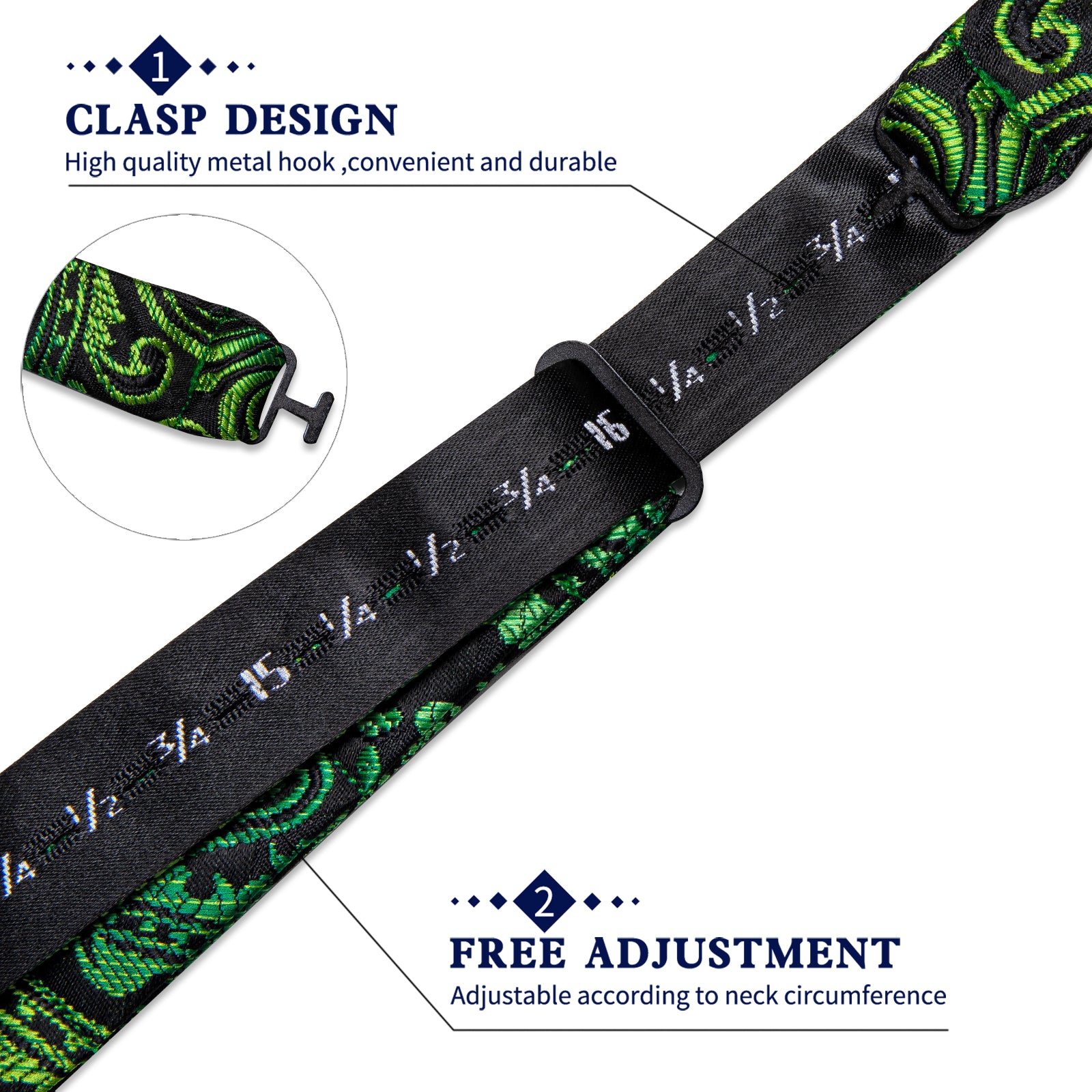 Green Golden Floral Silk Bowtie Pocket Square Cufflinks Set