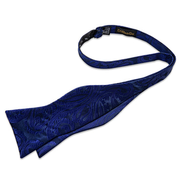 Purple Blue Floral Silk Bowtie Pocket Square Cufflinks Set