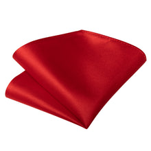 Red Solid Silk Bowtie Pocket Square Cufflinks Set