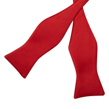 Red Solid Silk Bowtie Pocket Square Cufflinks Set