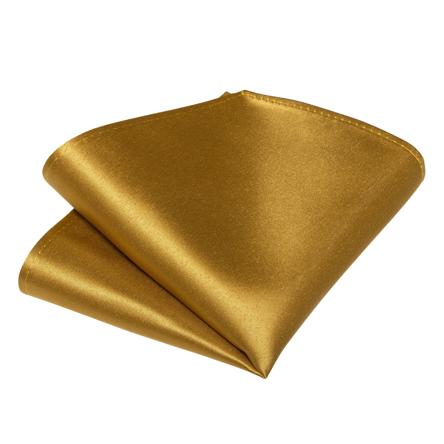Golden Solid Silk Bowtie Pocket Square Cufflinks Set