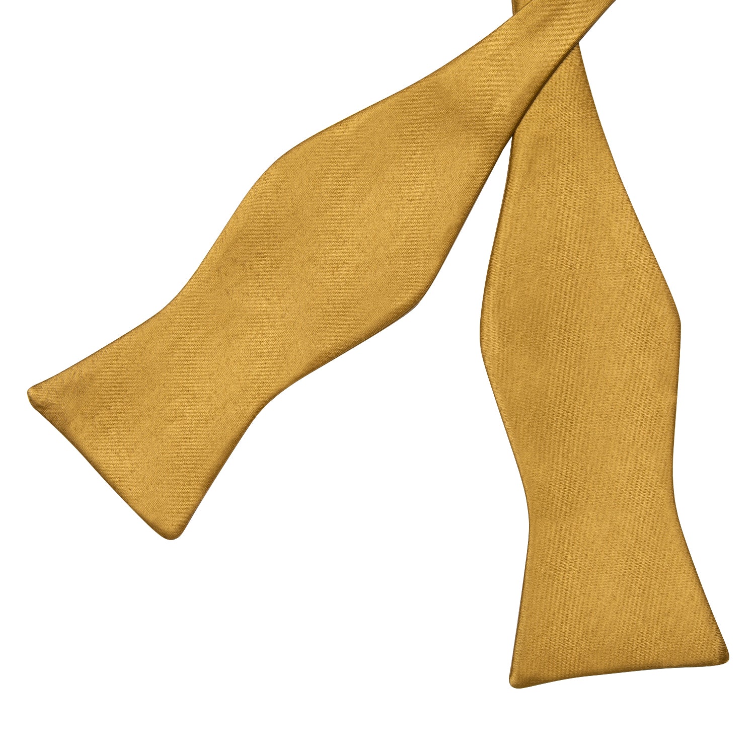 Golden Solid Silk Bowtie Pocket Square Cufflinks Set