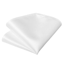 White Solid Silk Bowtie Pocket Square Cufflinks Set