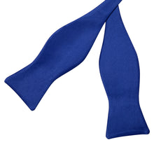 Blue Solid Silk Bowtie Pocket Square Cufflinks Set