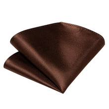 Brown Solid Silk Bowtie Pocket Square Cufflinks Set
