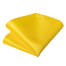 Bright Yellow Solid Silk Bowtie Pocket Square Cufflinks Set
