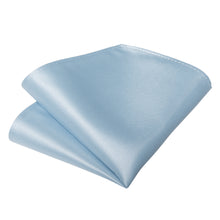 Cyan-Blue Solid Silk Bowtie Pocket Square Cufflinks Set