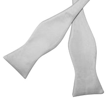 Silver Grey Solid Silk Bowtie Pocket Square Cufflinks Set