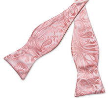 Salmon Pink Floral Silk Bowtie Pocket Square Cufflinks Set