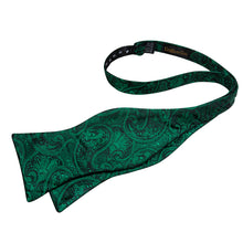 Green Floral Silk Bowtie Pocket Square Cufflinks Set
