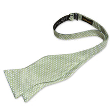Green Dotted Floral Silk Bowtie Pocket Square Cufflinks Set