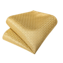Golden Geometry Silk Bowtie Pocket Square Cufflinks Set