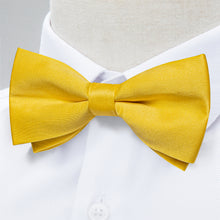 Yellow Satin Men's Pre-Bowtie Pocket Square Cufflinks Set