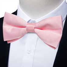 Pink Satin Men's Pre-Bowtie Pocket Square Cufflinks Set