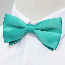 Mint Green Satin Men's Pre-Bowtie Pocket Square Cufflinks Set