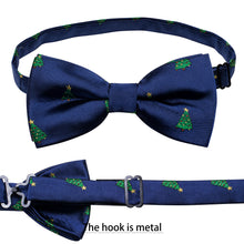 Christmas Tree Blue Solid Silk Bowtie Pocket Square Cufflinks Set