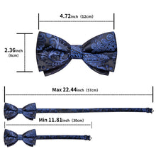 Blue Floral Men's Pre-Bowtie Square Handkerchief Cufflinks Set