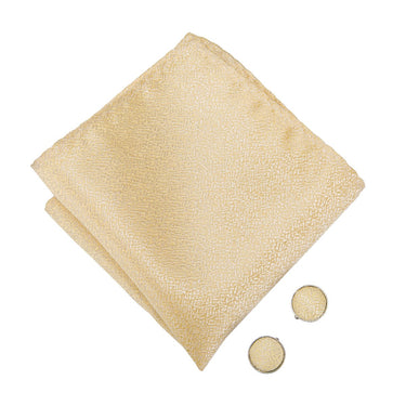 Gold Solid Bowtie Necktie Hanky Cufflinks Set (1641625911338)