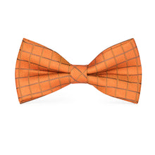 Orange Plaid Bowtie Pocket Square Cufflinks Set (1925436473386)