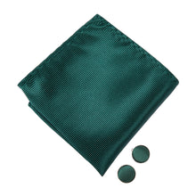 Green Striped Bowtie Pocket Square Cufflinks Set (1925436735530)