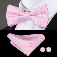 Pink Floral Bowtie Pocket Square Cufflinks Set (1925437423658)