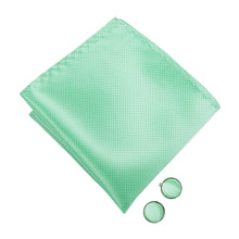 Pale Green Solid Bowtie Pocket Square Cufflinks Set (1925437685802)