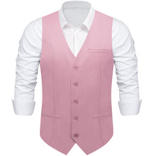Pink Solid Vest Silver Striped Necktie Set