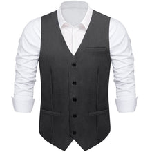 Washed Black Solid Vest Tie Set