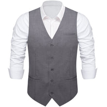 Grey Solid Vest Necktie Set
