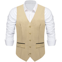 Dark khaki Solid Flip Pocket Vest Tie Set