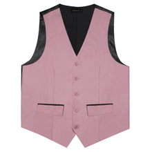 Fashion Pink Solid Vest Necktie Set