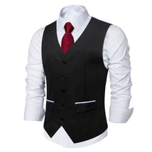 Black Solid Flip Pocket Vest Necktie Set