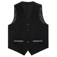 Black Solid Flip Pocket Vest Necktie Set