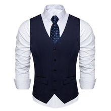 Deep Blue Solid Flip Pocket Vest Tie Set