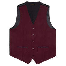 Claret Solid Flip Pocket Vest Necktie Set