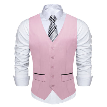 Light Pink Solid Vest Tie Set