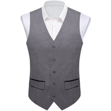 Grey Solid Flip Pocket Vest Tie Set
