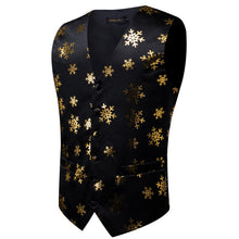 Christmas Black Golden Star Jacquard Silk Waistcoat Vest