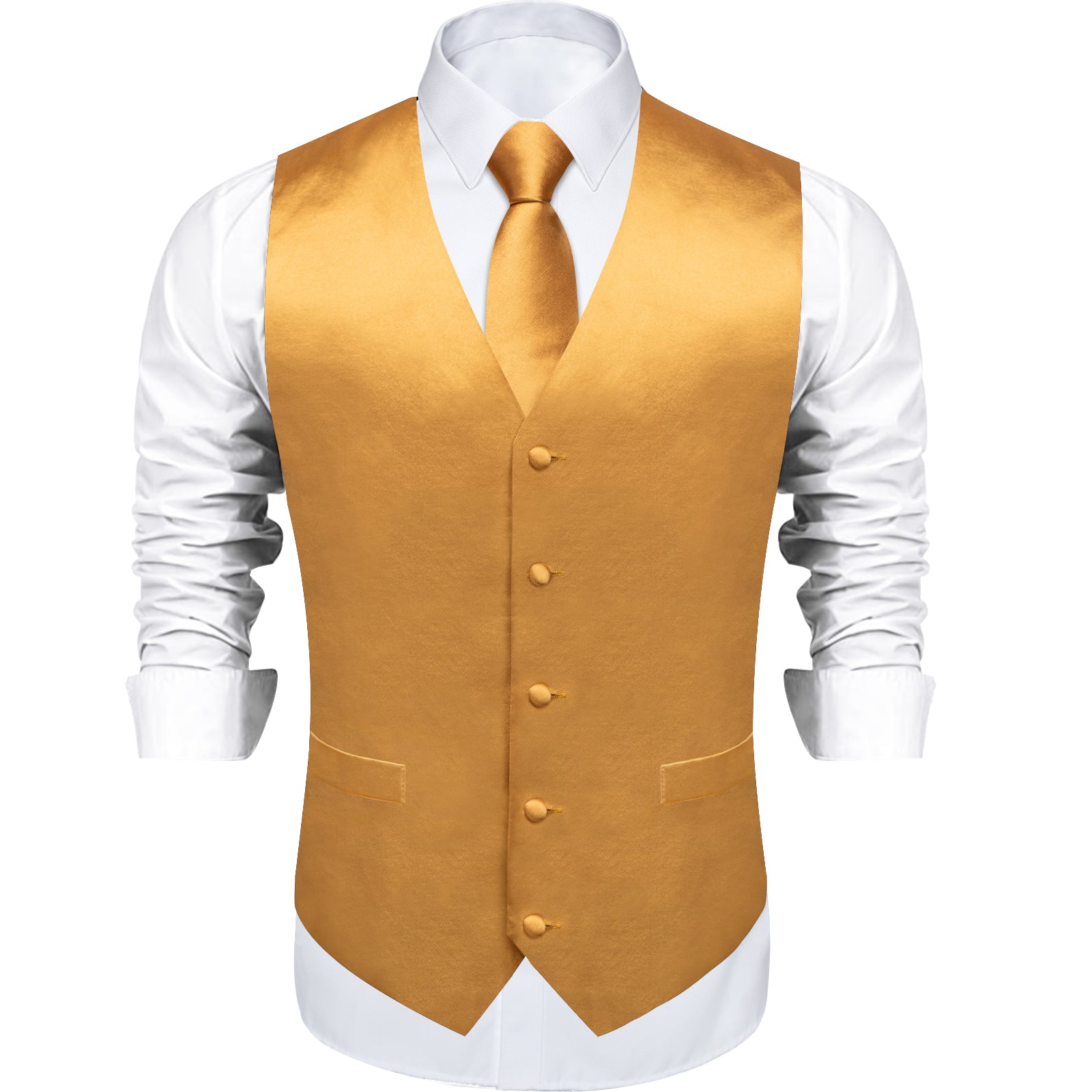 mens gold vest and bow tie