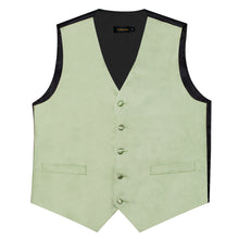Mint Green Solid V neck silk dress suit vest tie bow tie pocket square cufflinks set for men