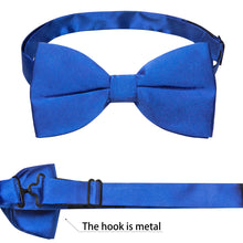 Blue Solid Jacquard V Neck Vest Neck Bow Tie Handkerchief Cufflinks Set