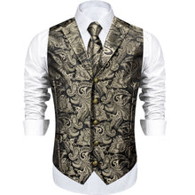 Green Floral Jacquard V Neck Waistcoat Vest Tie Handkerchief Cufflinks Set