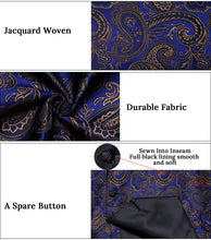 Blue Paisley Jacquard Vest Neck Bow Tie Handkerchief Cufflinks Set
