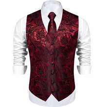 fashion wedding design Burgundy Red floral vest tie pocket square cufflinks set for dress suit