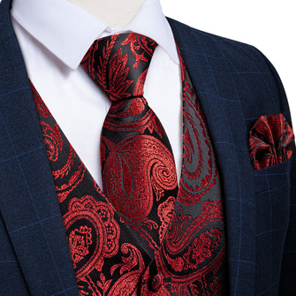 red tux vest