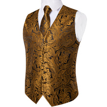 Men’s Casual Gold Waistcoat Vest Necktie Handkerchief Cufflinks Suit Set